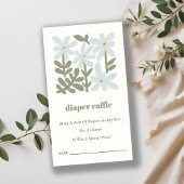 Dusky Blue Retro Bloemen Luier Raffle Baby shower Informatiekaartje