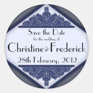 Dusky Blue , rond save the date sticker