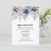 Dusky blue roze bos roos anemone chic kaart (Staand voorkant)