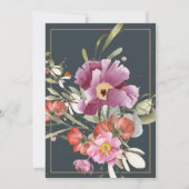 Dusky Blue, roze Floral Gold Vrijgezellenfeest Kaart (Achterkant)