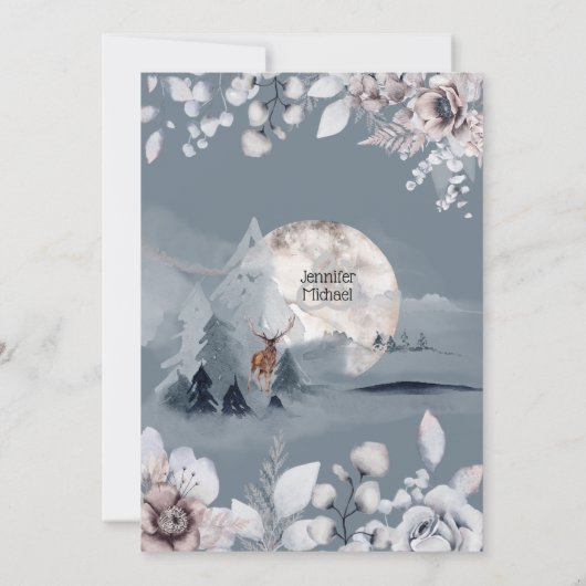 Dusky blue roze woud staart night moon kaart (Achterkant)