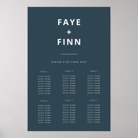 Dusky Blue | Scandinavisch zitschema voor bruiloft Poster (Voorkant)