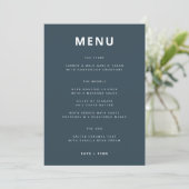 Dusky Blue | Scandinavische minimalistische bruilo Menu (Staand voorkant)
