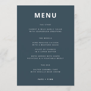 Dusky Blue   Scandinavische minimalistische bruilo Menu