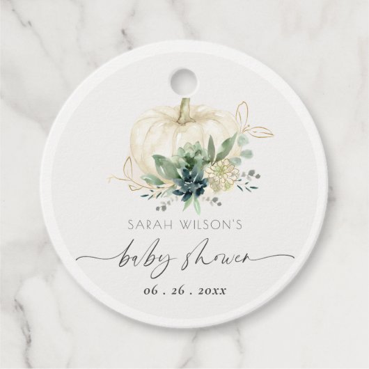 Dusky Blue Succulent Pumpkin Baby shower Bedankjes Labels (Voorkant)