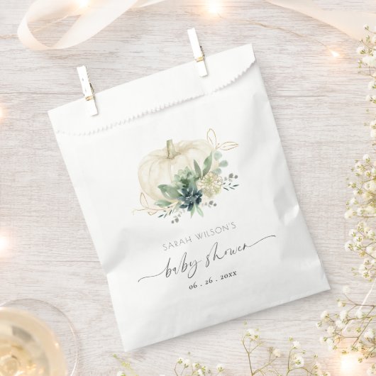 Dusky Blue Succulent Pumpkin Baby shower Bedankzakje (Geknipt)