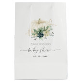 Dusky Blue Succulent Pumpkin Baby shower Medium Cadeauzakje (Achterkant)