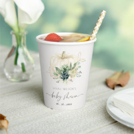 Dusky Blue Succulent Pumpkin Baby shower Papieren Bekers