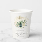 Dusky Blue Succulent Pumpkin Baby shower Papieren Bekers (Voorkant)