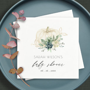 Dusky Blue Succulent Pumpkin Baby shower Servet