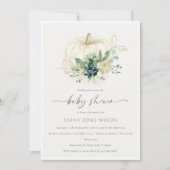 Dusky Blue Succulent Pumpkin-Baby shower uitnodige Bedankkaart (Voorkant)