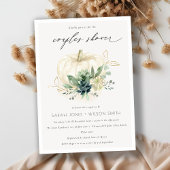 Dusky Blue Succulent Pumpkin Couples Shower Invite Bedankkaart