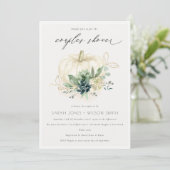 Dusky Blue Succulent Pumpkin Couples Shower Invite Bedankkaart (Staand voorkant)