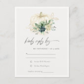 Dusky Blue Succulent Pumpkin Weddenschap RSVP Informatiekaartje (Voorkant)