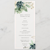 Dusky Blue Succulent Wedding Ceremony Program Menu (Voorkant)