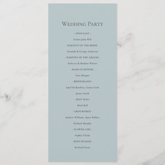 Dusky Blue Succulent Wedding Ceremony Program Menu (Achterkant)