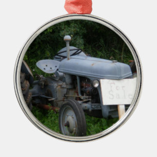 Dusky Blue Tractor Metalen Ornament