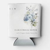 Dusky Blue Waterverf Cottage Floral Vrijgezellenfe Blikjeskoeler (Voorkant)