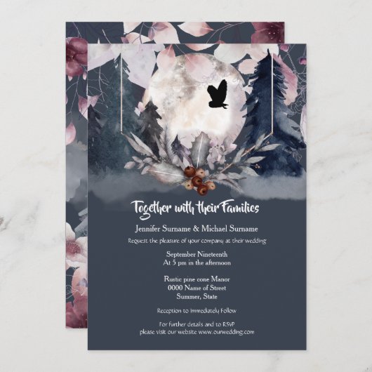 Dusky blue waterverf woudmoeras kaart (Voorkant / Achterkant)