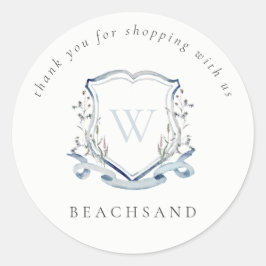 Dusky Blue Wildflower Crest Bedankt voor je winkel Ronde Sticker