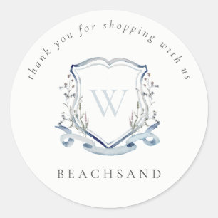 Dusky Blue Wildflower Crest Bedankt voor je winkel Ronde Sticker