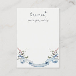 Dusky Blue Wildflower Ribbon Blank jewelier Holder Visitekaartje