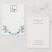 Dusky Blue Wildflower Ribbon Logo Display Visitekaartje (Voorkant / Achterkant)