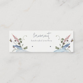 Dusky Blue Wildflower Ribbon Loop Hoop Holder Mini Visitekaartje