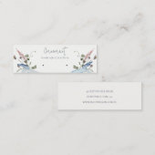 Dusky Blue Wildflower Ribbon Loop Hoop Holder Mini Visitekaartje (Voorkant / Achterkant)