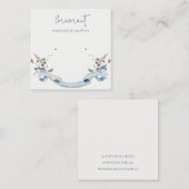 Dusky Blue Wildflower Ribbon Stud Earring Holder Vierkante Visitekaartje (Voorkant / Achterkant)