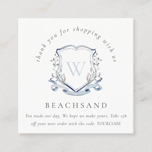 Dusky Blue Willem Crest bedankt voor je werk Vierkante Visitekaartje (Voorkant)