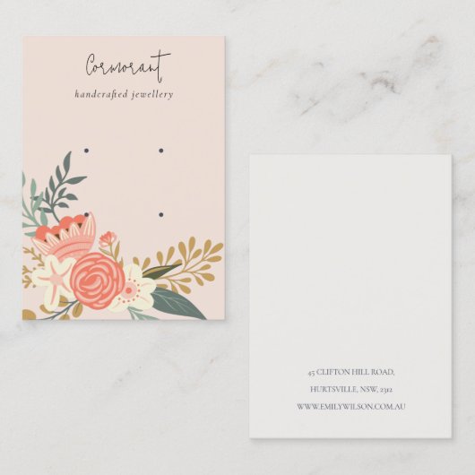 Dusky Blush Ambrosia Floral 2 Stud oorscherm Visitekaartje (Voorkant / Achterkant)