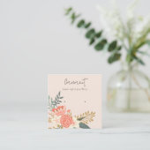 Dusky Blush Ambrosia Floral Stud Earring Holder Vierkante Visitekaartje (Staand voorkant)