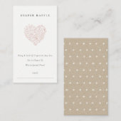 Dusky Blush Flora Heart Diaper Baby shower Informatiekaartje (Voorkant / Achterkant)
