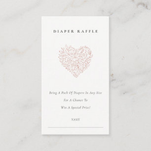 Dusky Blush Flora Heart Diaper Baby shower Informatiekaartje