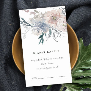 Dusky Blush Floral Diaper Raffle Baby shower Informatiekaartje