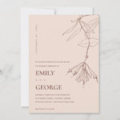 DUSKY BLUSH LINE DRAADLOOS WEDDING INVITE BEDANKKAART (Voorkant)