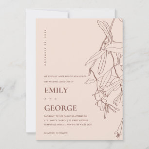 DUSKY BLUSH LINE DRAADLOOS WEDDING INVITE BEDANKKAART