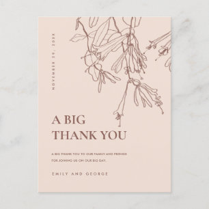 DUSKY BLUSH LINE DRAAIEND FLORAL WEDDING DANK U AANKONDIGINGSKAART