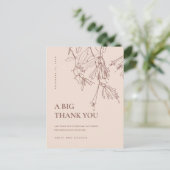 DUSKY BLUSH LINE DRAAIEND FLORAL WEDDING DANK U AANKONDIGINGSKAART (Staand voorkant)