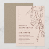 DUSKY BLUSH LINE DRAWING FLORA VRIJGEZELLENFEEST K BEDANKKAART (Voorkant / Achterkant)