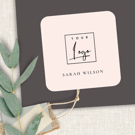Dusky Blush Pink Custom Promotion Business Logo Vierkante Sticker