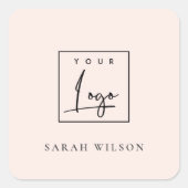 Dusky Blush Pink Custom Promotion Business Logo Vierkante Sticker (Voorkant)