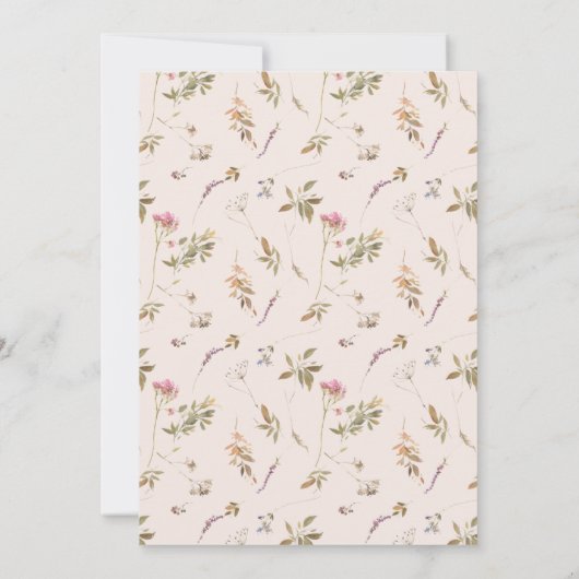 Dusky Blush Pink Wildflower Crest Foto Afstuderen Aankondiging (Achterkant)