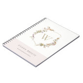 Dusky Blush Pink Wildflower Crest Monogram Notitieboek (Linkerzijde)