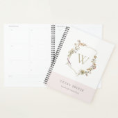 Dusky Blush Pink Wildflower Crest Monogram Planner (Display)