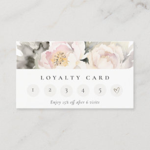 Dusky Blush Pioen Bloemen Bunch 6 Punch Loyaliteit Visitekaartje