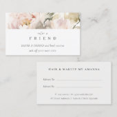 Dusky Blush Pioen Bloemen Bunch Verwijs Een Vriend Visitekaartje (Voorkant / Achterkant)