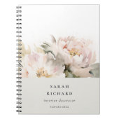 Dusky Blush Pioen Waterverf Bloemen Bunch Business Notitieboek (Voorkant)