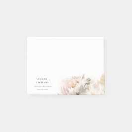Dusky Blush Pioen Waterverf Bloemen Bunch Business Post-it® Notes